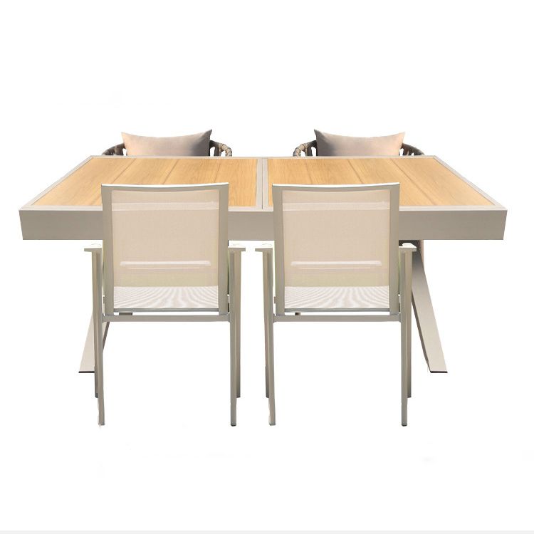 Brown Faux Wood Boho Dining Table Set 1/2/5/7 Pcs Rattan Dining Set