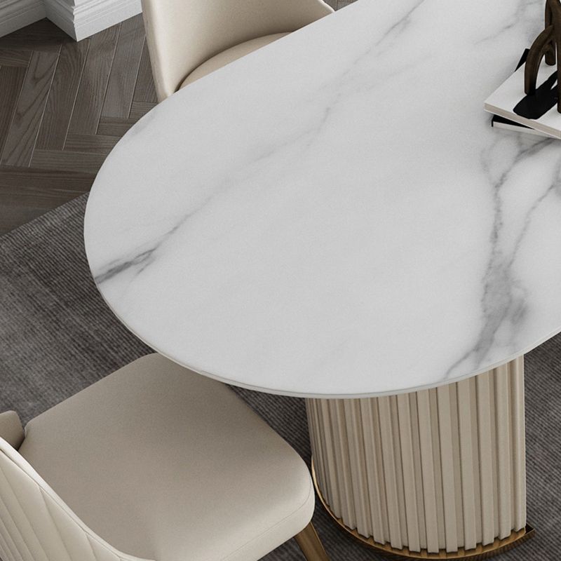 Nordic Glam Style Sintered Stone Oval Table Set 1/4/5/7 Pieces Dining Set