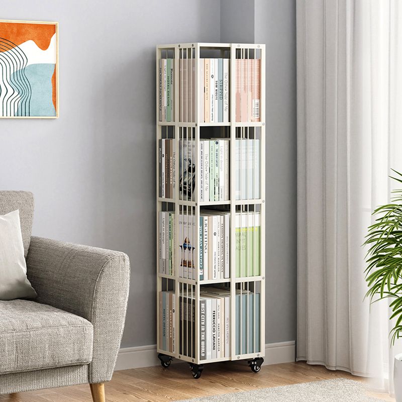 13.8" Wide Book Shelf Beige Stackable Bookcase Closed Back Vertical
