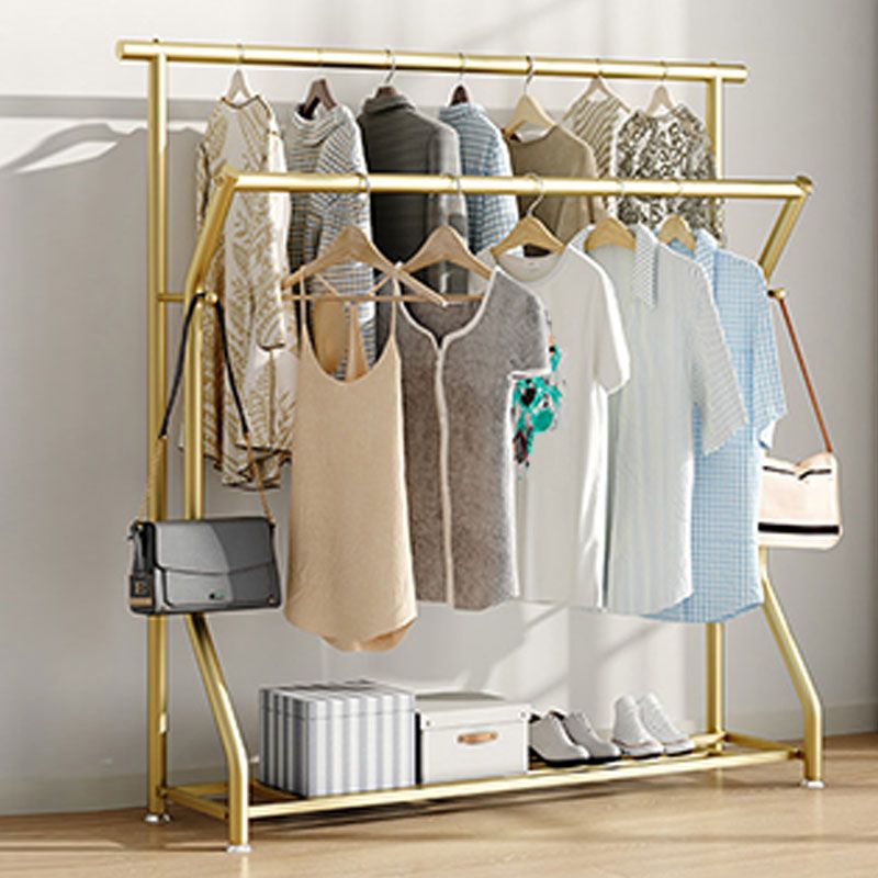 Modern Hall Stand Metal 2 Hooks Free Standing Storage Shelf Organizer Coat Rack