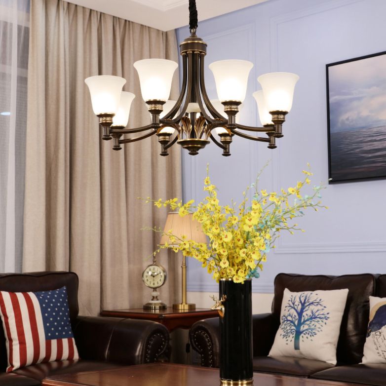 Copper Sputnik Pendant Light in Traditional Classic Style Glass Ceiling Light for Interior Spaces