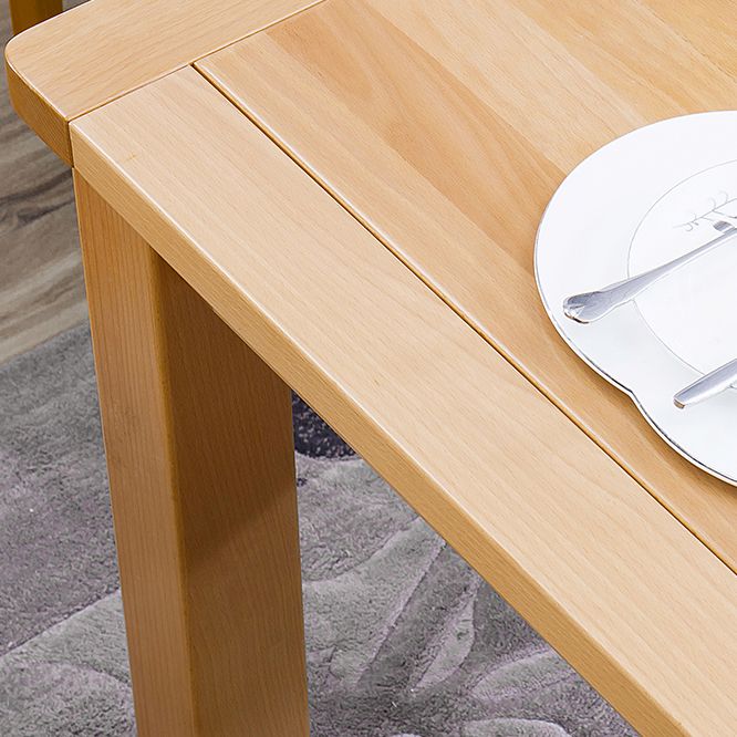 Modern Style Rectangle Dining Table Brown Solid Wood Dining Table with 4 Legs for Home