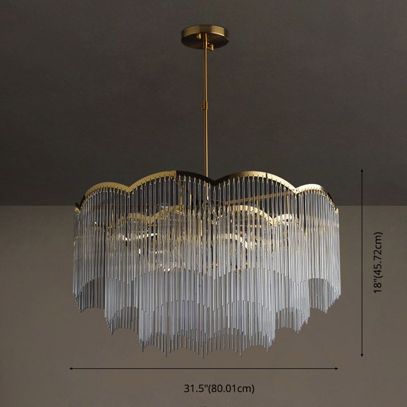 Gold Crystal Tassel Modern Chandelier Lights Ceiling Light Fixture for Dining Room