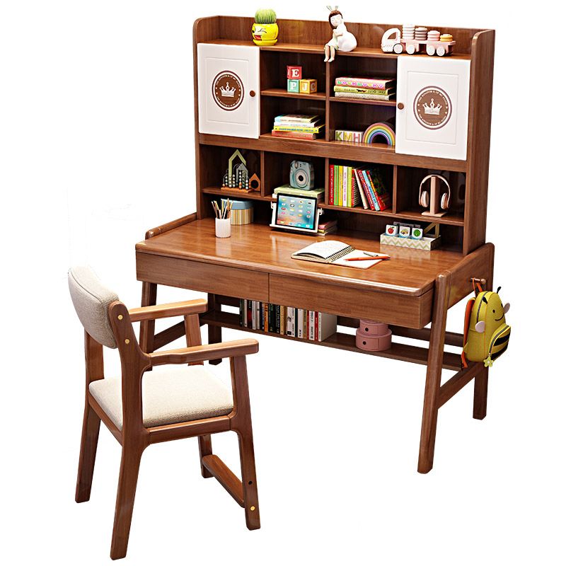 Contemporary Rubberwood Writing Desk with Side Storage Hook Writing Desk