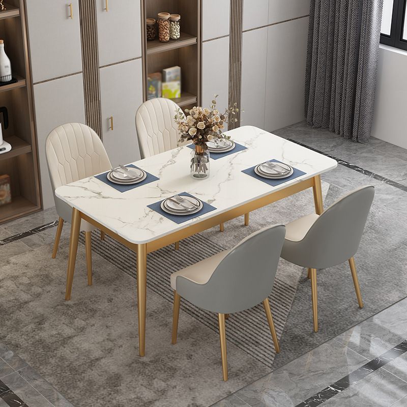 Modern White Stone Top Table Rectangle Dining Table for Kitchen