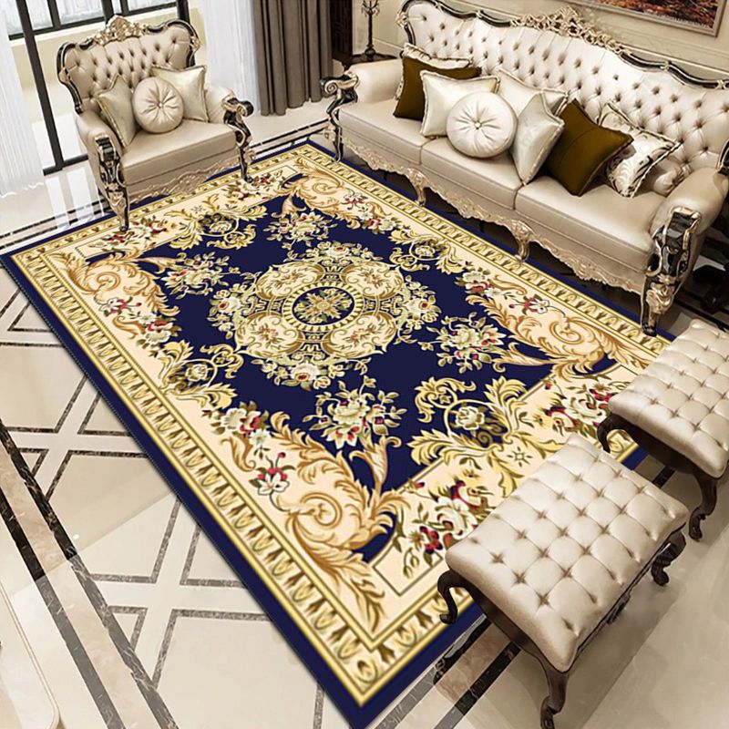 Funky Flower Print Rug European Style Carpet Polyester Stain Resistant Area Rug for Living Room