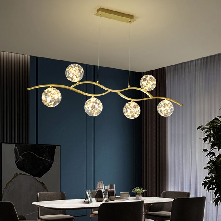 Pendants contemporains pour l'îlot de cuisine Éclairage pendentif linéaire en or