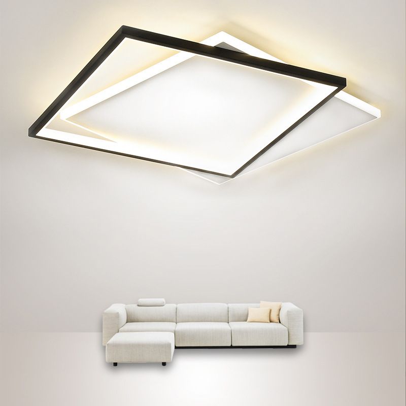 Ultra-thin Flush Mount Lighting Simplicity Metal Black-White LED Ceiling Lamp for Living Room