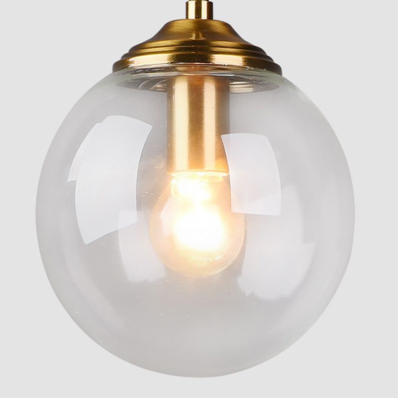 Globe Glass Hanging Lamp in Modern Creative Style Electroplate Metal Pendant Light for Dining Room