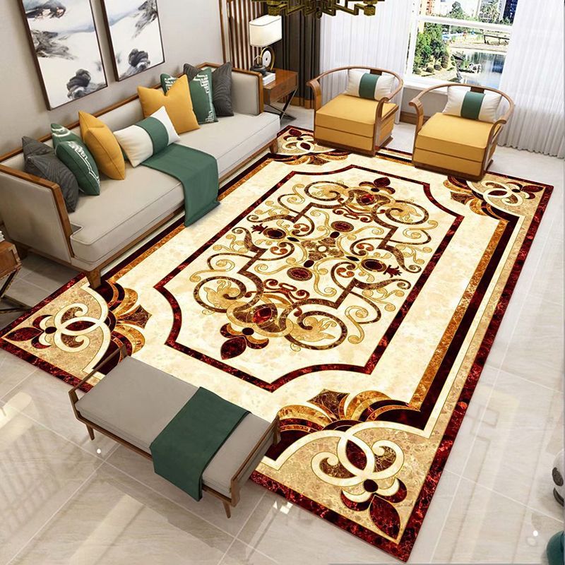 Light Yellow Modern Rug Polyester Graphic Rug Washable Rug for Living Room