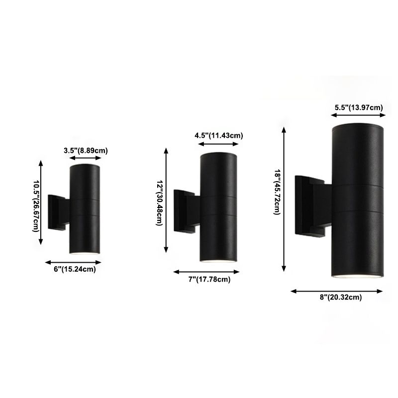 Half Cylinder Shade Wall Lighting Modern Style Metal 2 Lights Sconce Lamp in Black