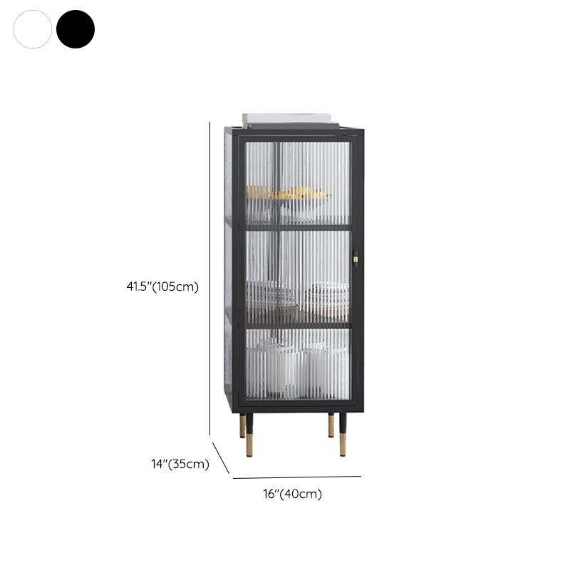 Contemporary Curio Cabinet Glass Doors Metal Storage Cabinet for Living Room