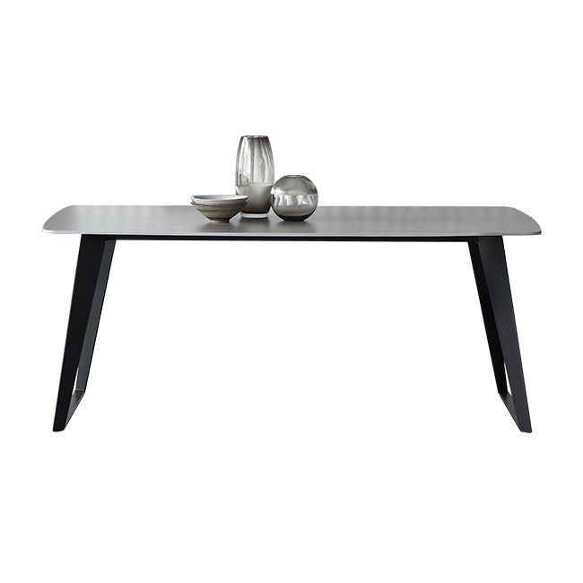 Mid-Century Modern Dining Table Gray Sintered Stone Rectangle Dining Table for Home Use
