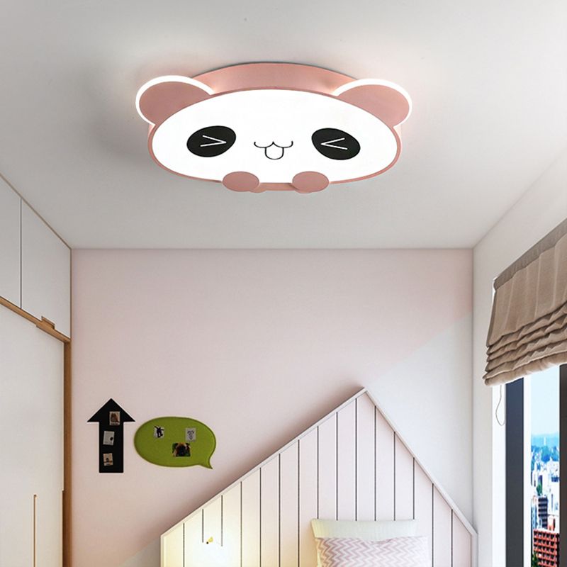 LED Bedroom Ceiling Mount Light Fixture Kids Style Flush Mounted Ceiling Light with Panda Acrylic Shade