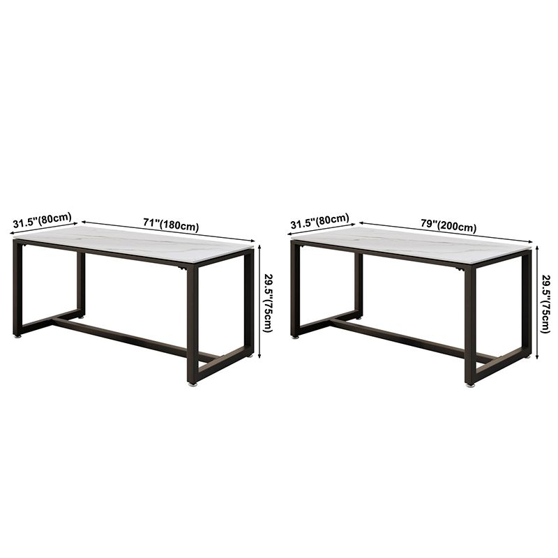 Industrial Rectangle Dining Table Sintered Stone Dining Table with Trestle Base for Dining Room