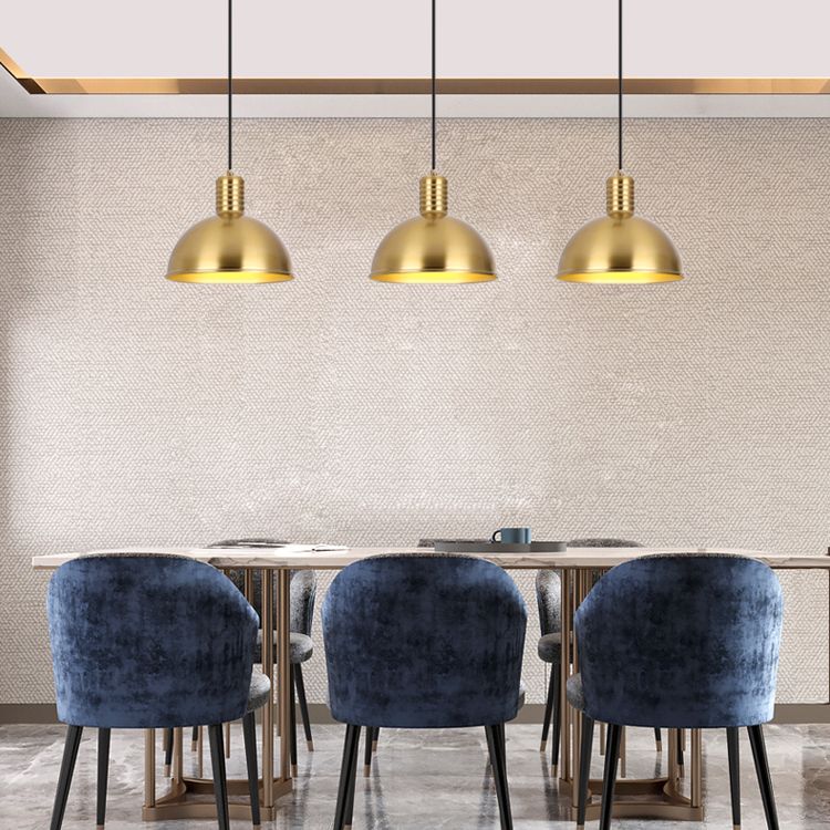 Metal Shaded Ceiling Pendant Light Contemporary Gold Suspension Pendant for Dinning Room