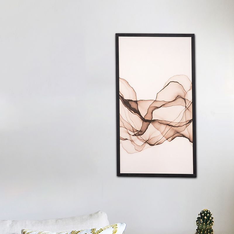 Asia LED Wall Mural Lamp Acrylic Black Rectangle Smoke Pattern Wall Mount Light Fixture