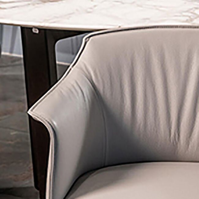 Modern Leather Armrest Fixed Backrest Black Base Upholstered Armed Chair