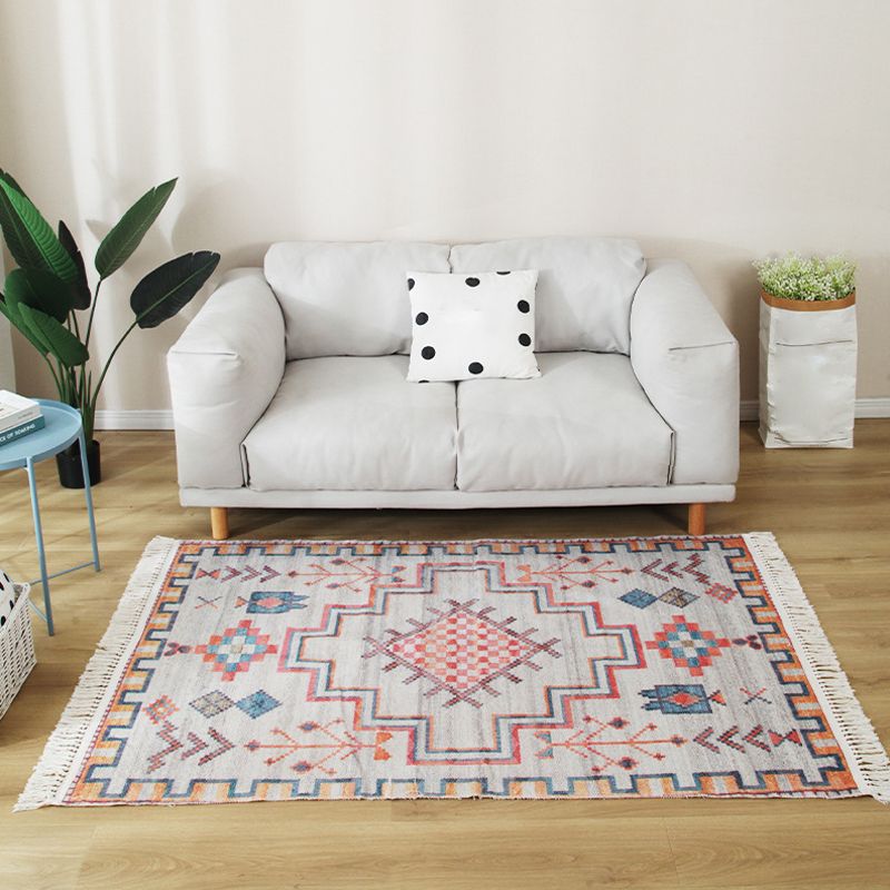 Stijlvolle boho chic tapijt multicolor geometrisch vloerkleed machine wassen tassel-getrimde tapijt voor huis