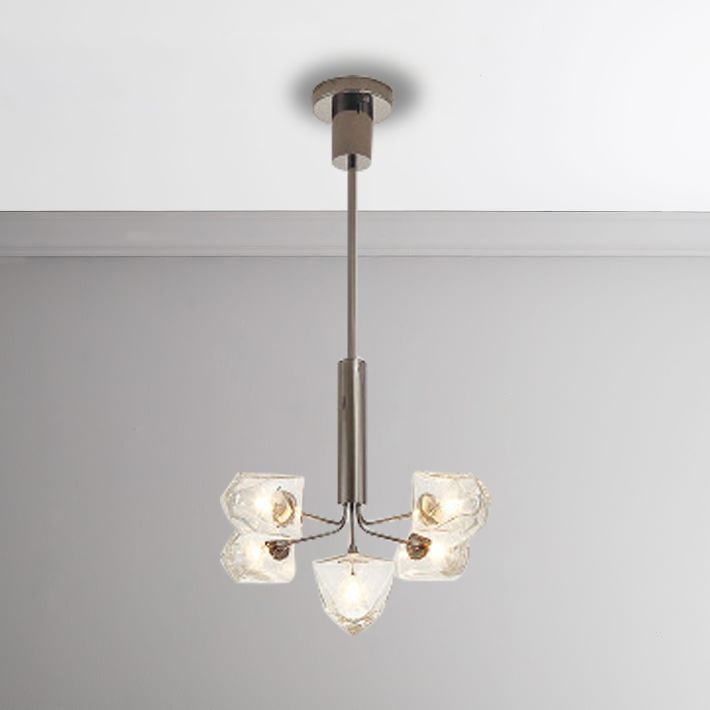 Eigentijdse vertakking kroonluchter lamp glas 5/7 lichten woonkamer hangend hanglamp in zwart/nikkel