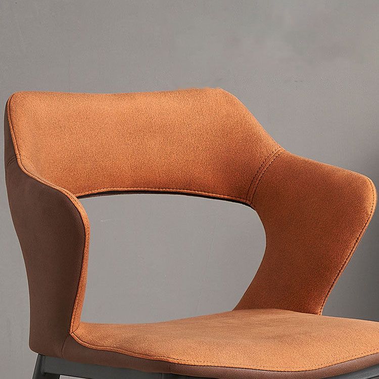 Sillas de comedor con respaldo abierto, sillones de comedor tapizados con patas de metal (juego de 2)