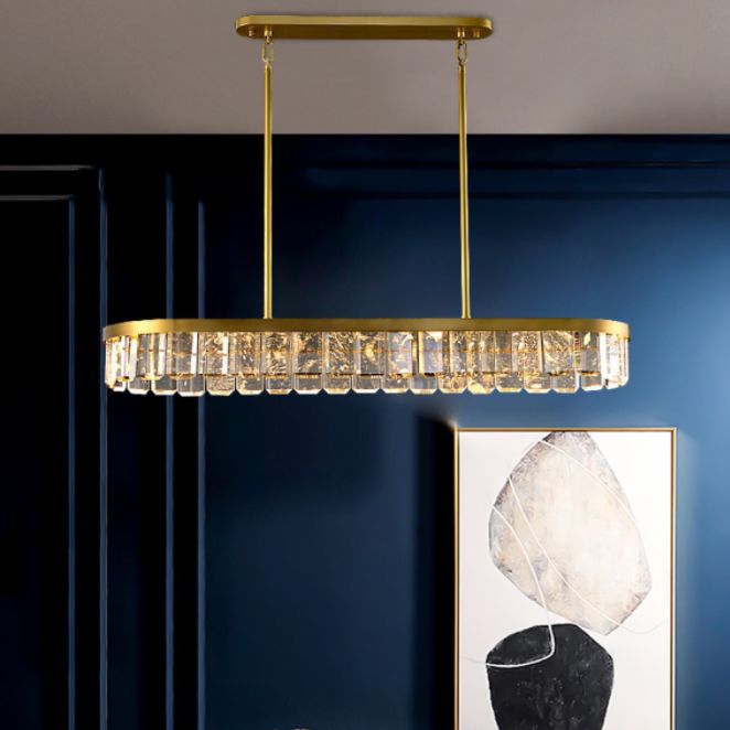 Oval Crystal Island Pendant Lighting Contemporary Dining Room Island Light Fixtures
