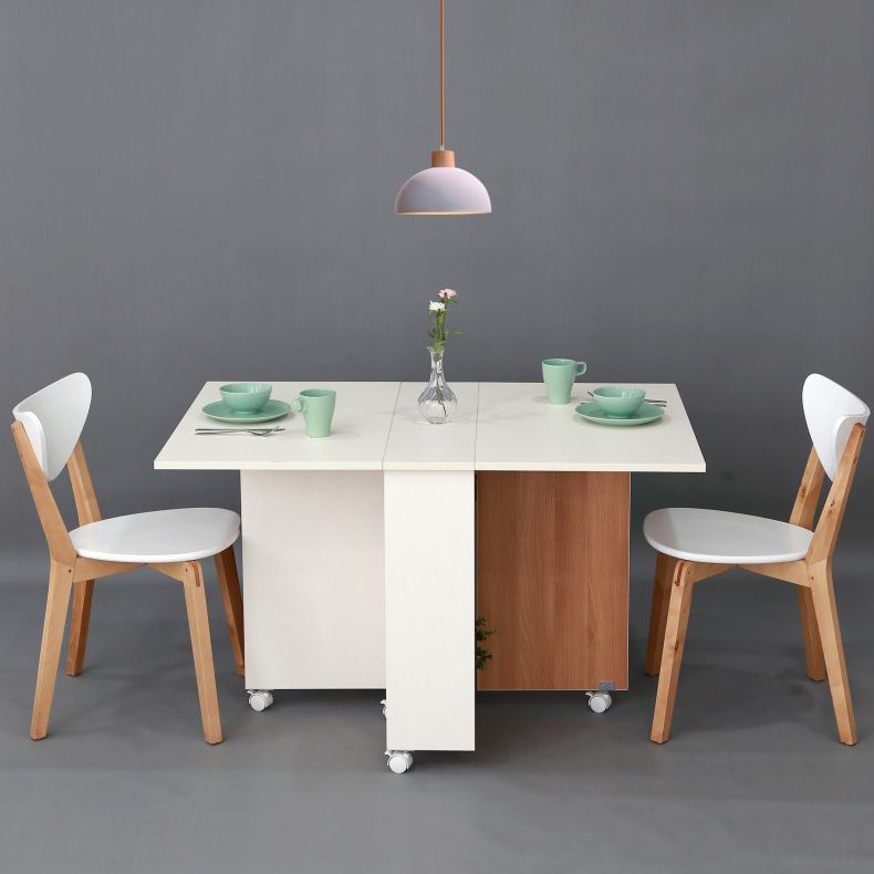 Mesa de madera de madera plegable artificial Mesa rectángulo extensible con base de caballete de almacenamiento