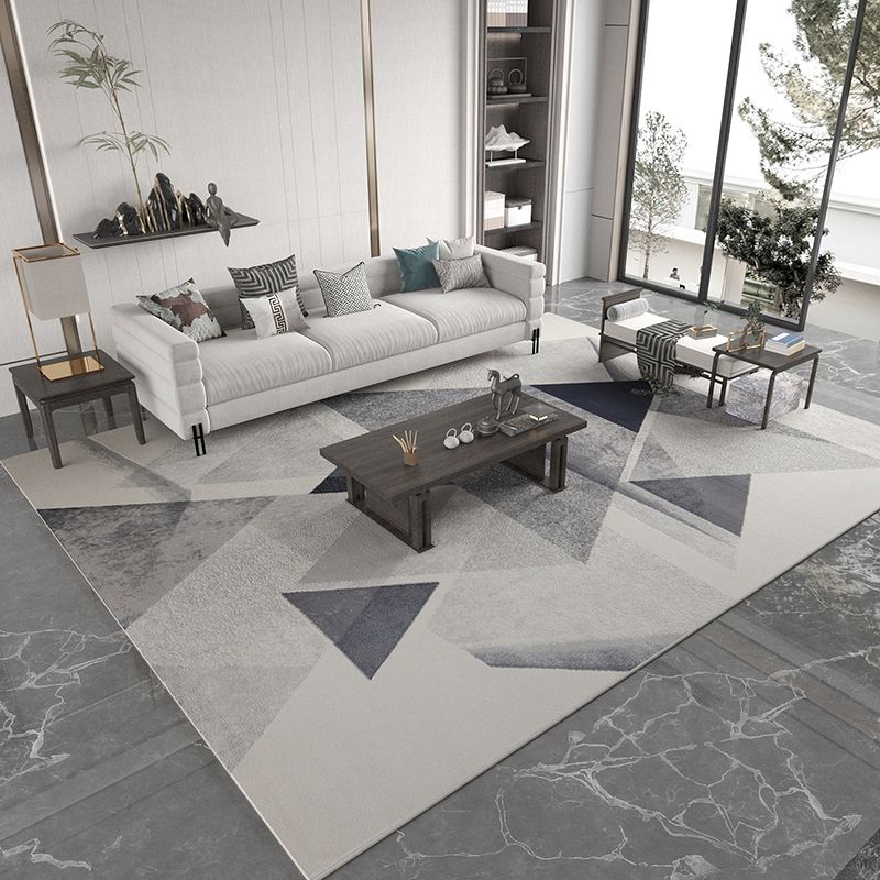 Grey Abstract Pattern Rug Modern Polyester Area Carpet Stain Resistant Area Carpet for Living Room