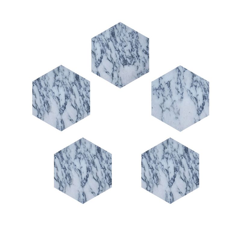 Marble Tile Pattern Wallpaper Panels Modern Stick On Kitchen Wall Art, 5-sq ft, Blue