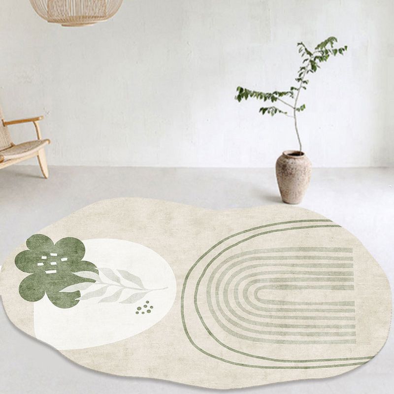 Green Modern Carpet Polyester Color Block Carpet Washable Carpet for Sitting Room