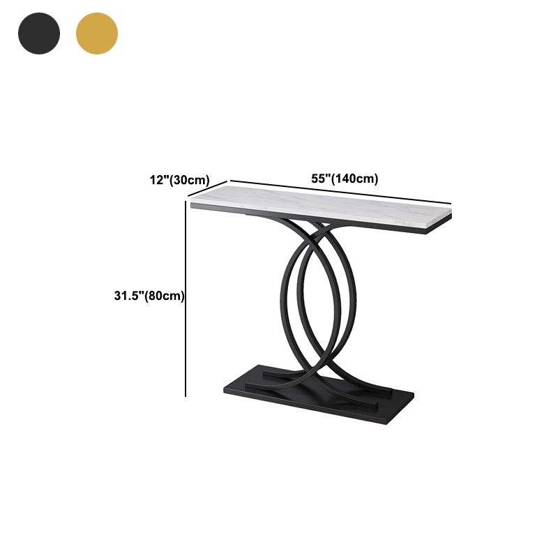 Glam Style Rectangle Console Table with Pedestal Base for Hall