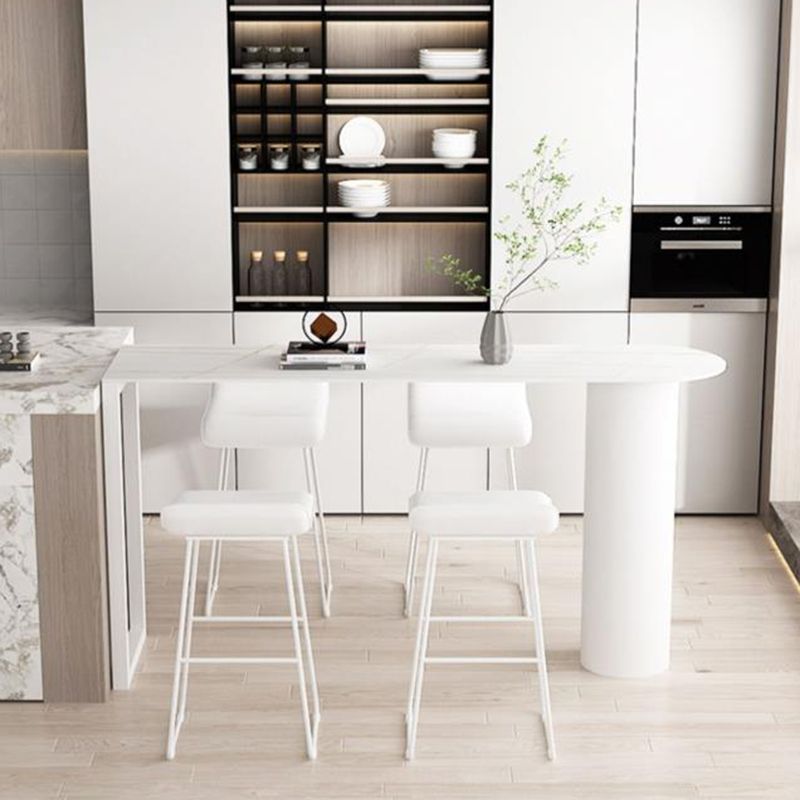 Modern Counter Height Set 1/2/3 Pcs Sintered Stone Dining Bar Table with Low Back Stool