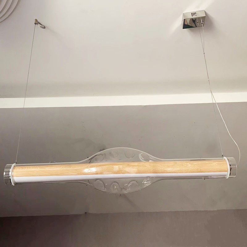 Modern Metal Ceiling Light Linear Shape Island Light with Glass Shade for Living Room