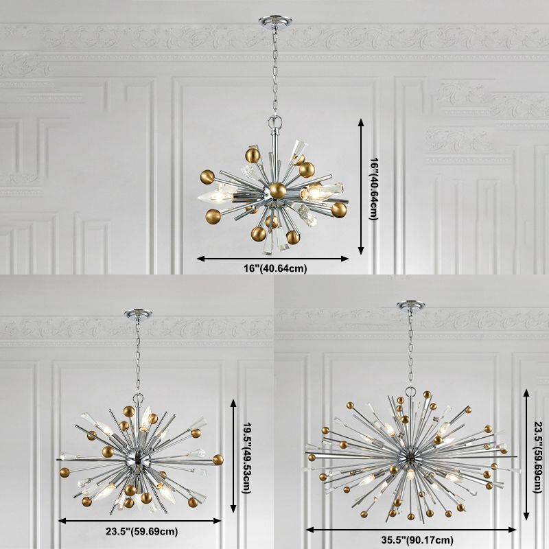 Metaal sputnik kroonluchter designer stijl zilveren suspensie verlichtingsarmatuur voor woonkamer