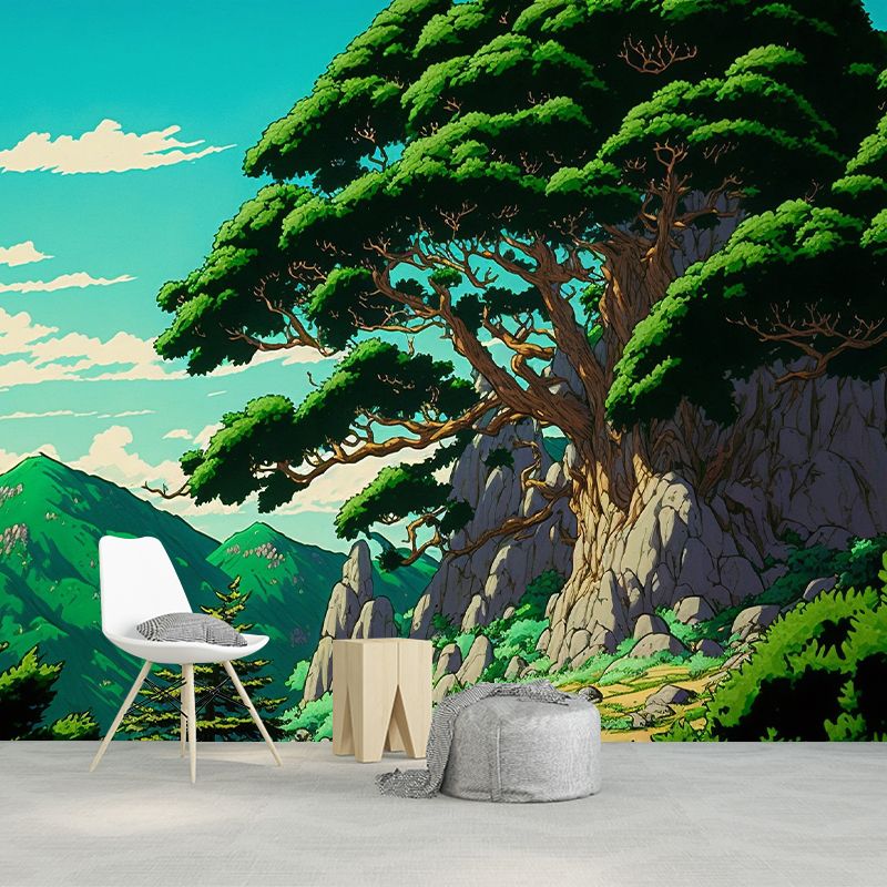 Illustration Pattern Mildew Horizontalt Wall Mural for Living Room