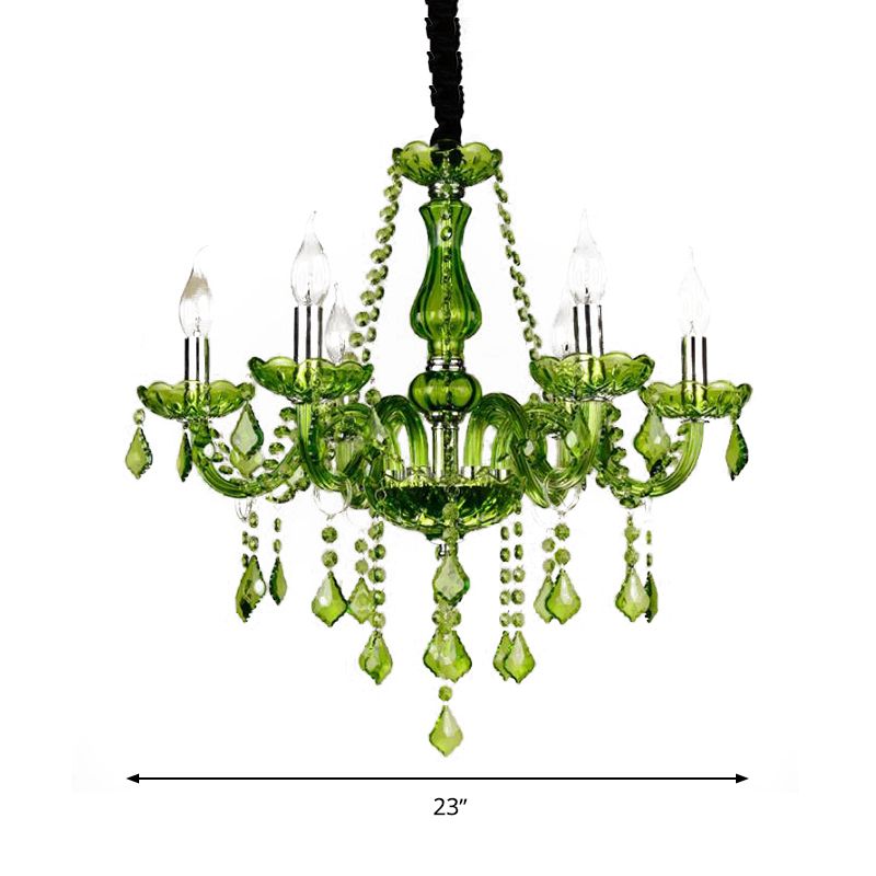 Crystal Candle Kroonluchter verlichting Modern 6/18 Lichten groen hangende hanger voor slaapkamer, 23 "/37,5" W