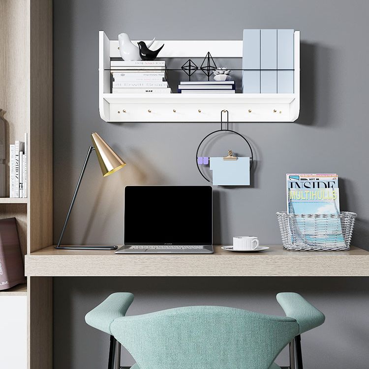 Contemporary Wood Bookshelf Closed Back Wall Mounted Bookcase for Home Office