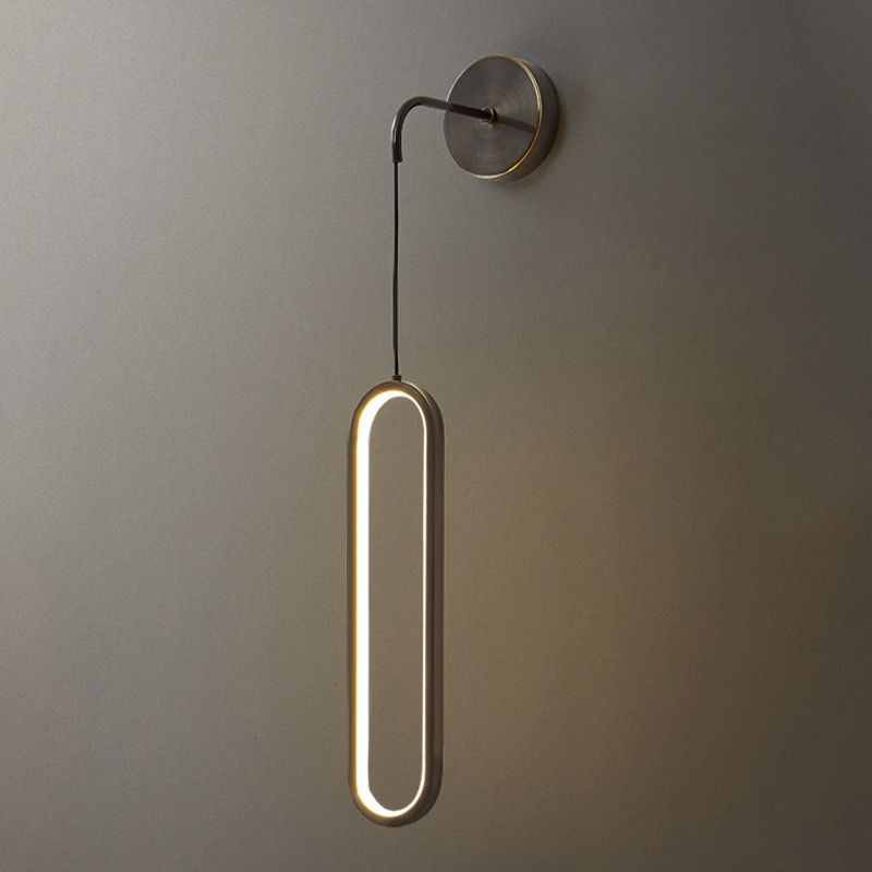Minimalism LED Wall Sconce Oval Brass Sconce Lighting for Bedroom