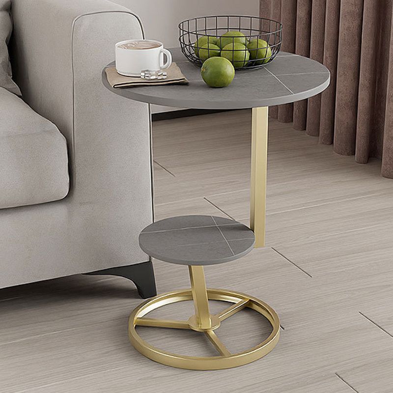 Modern Double Tier Side End Table Round Corner Table for Living Room