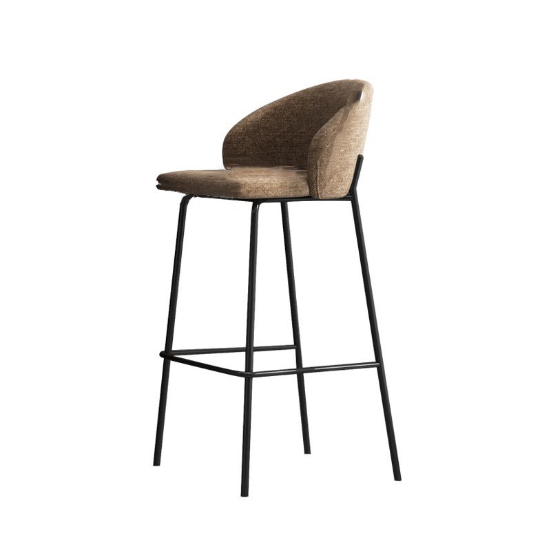 Contemporary Style Metal Armless Bar-stool Linen Counter Bar Stool for Kitchen