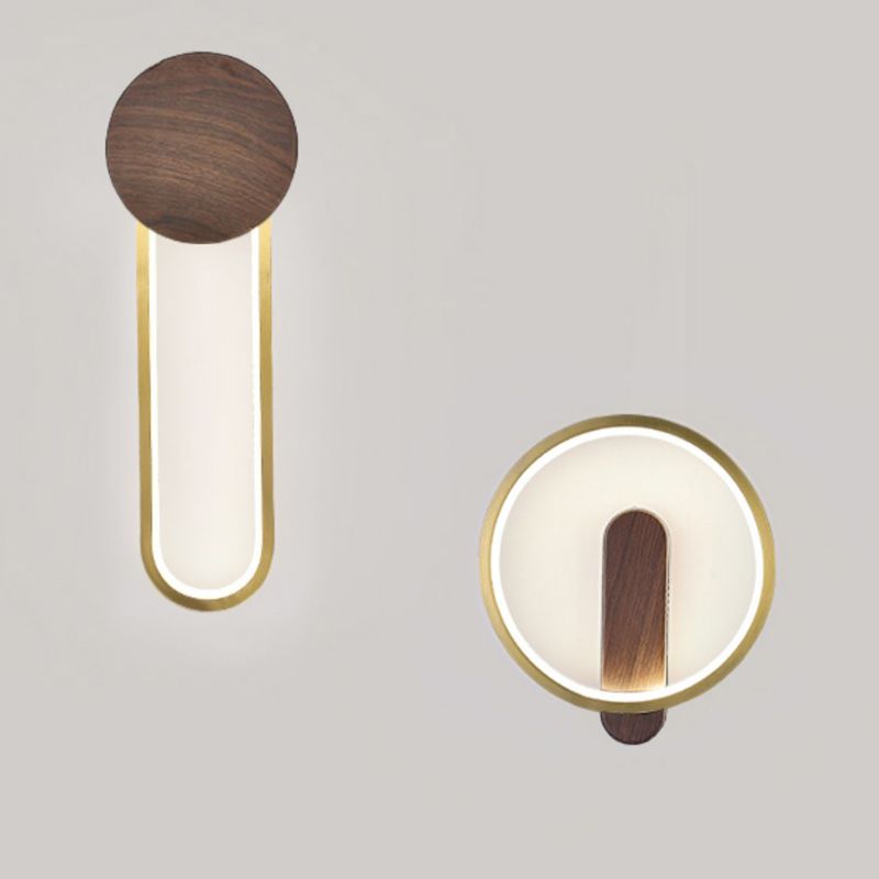 Modern LED Metal Wall Sconce Circular Shape Wall Light with Acrylic Shade for Bedroom