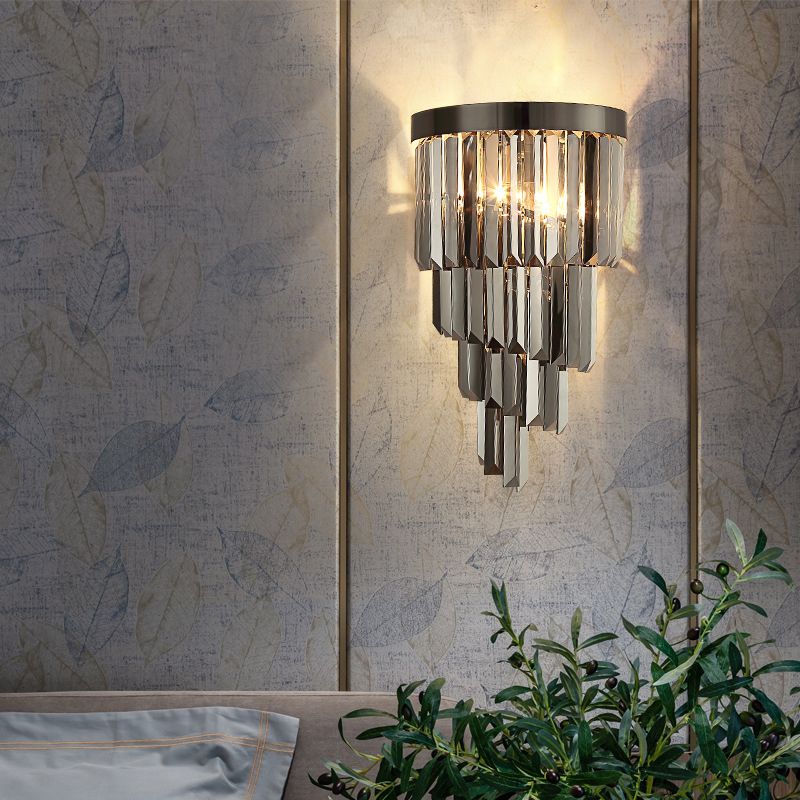 Crystal Geometric Shape Wall Sconce Modern Style 2 Lights Wall Light Fixture in Gray