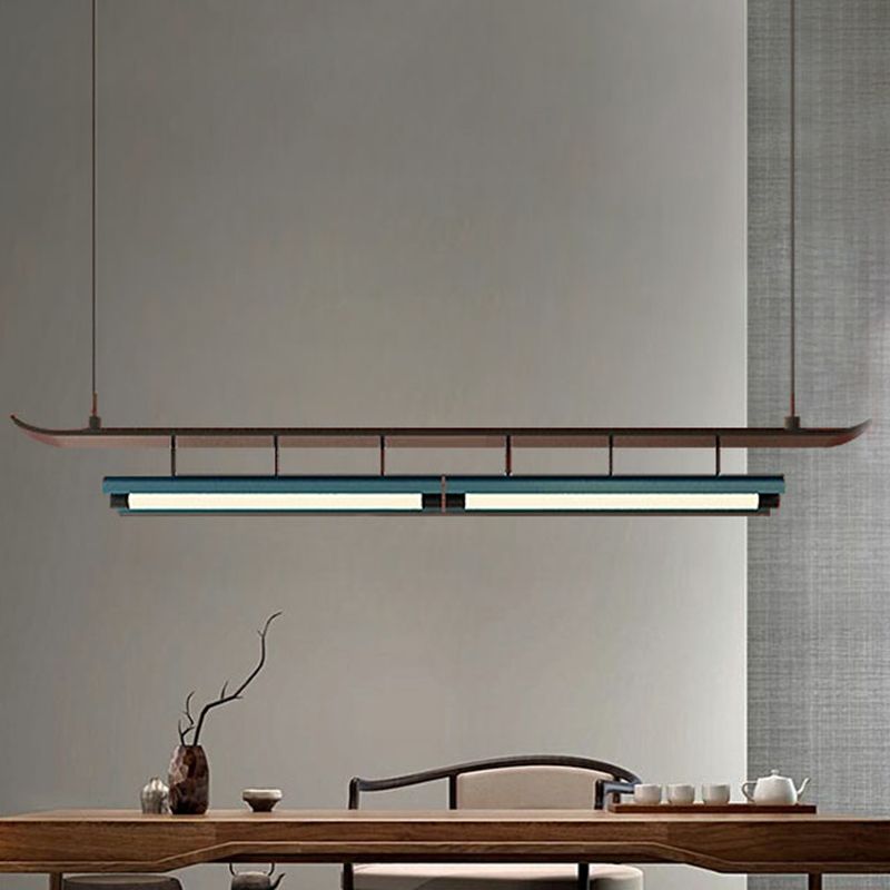 Holz linearer Deckenheize chinesische moderne Inselbeleuchtung für Bar