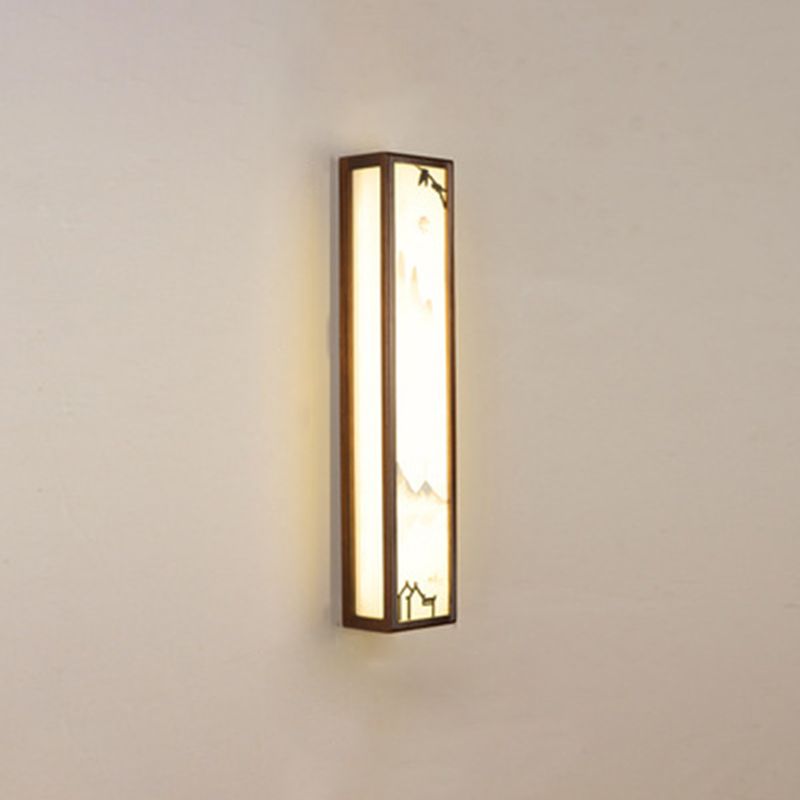 1-Light Wood Modern Sconce Light Fixtures Squared Wall Lamp Sconce for Living Room