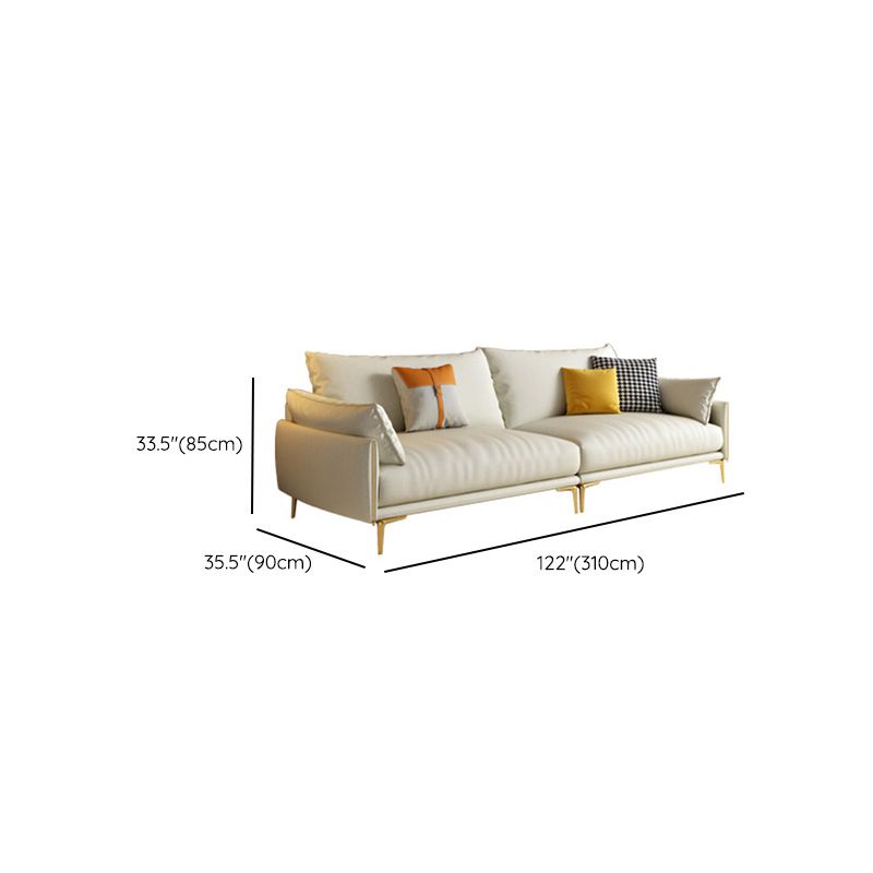 Pillow Top Arm Sofa Light Yellow Luxurious Sofa with Bolster Pillows