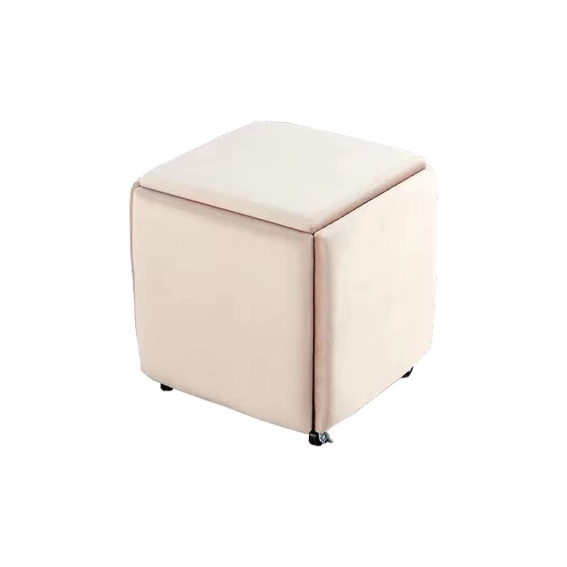 Modern Ottoman Velvet Upholstered Solid Color Square Ottoman with Bottom Rack