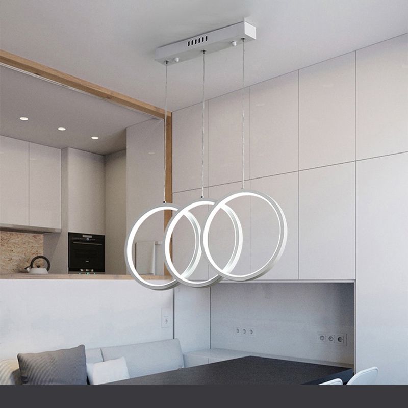Kreise Esszimmer hängende Anhänger leichte Metall LED Einfachheit Deckenheizlicht in Weiß