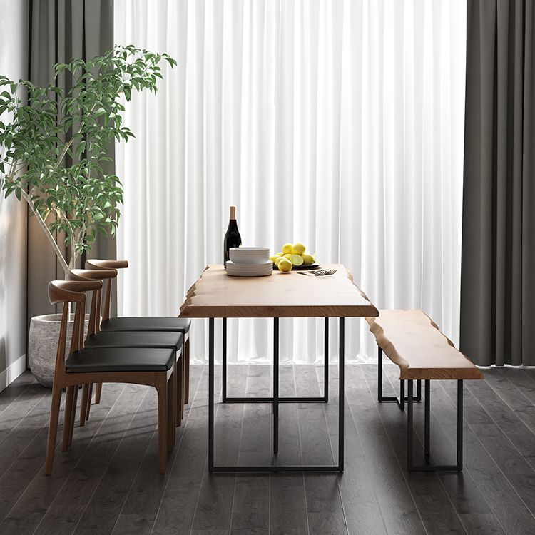 Industrial Wood Dining Set 1/2/5 Pieces Black Base Dining Furniture