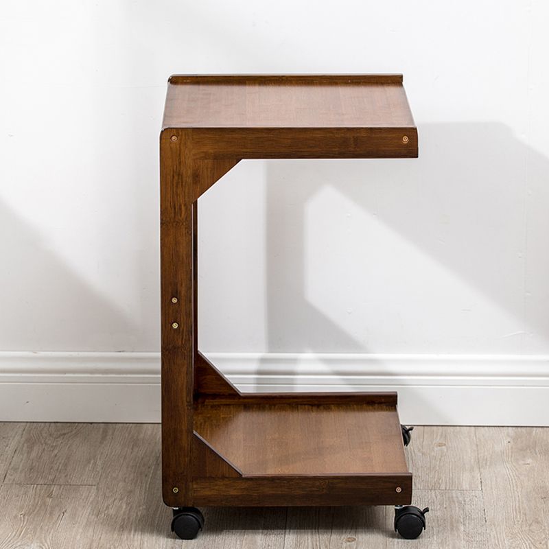 Walnut/Natural Wood End Table 24.8-In H Shelf Included Side Table with Casters