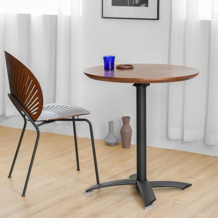 Metal Contemporary Round Dining Table Wood Top Dining Table with Pedestal Base